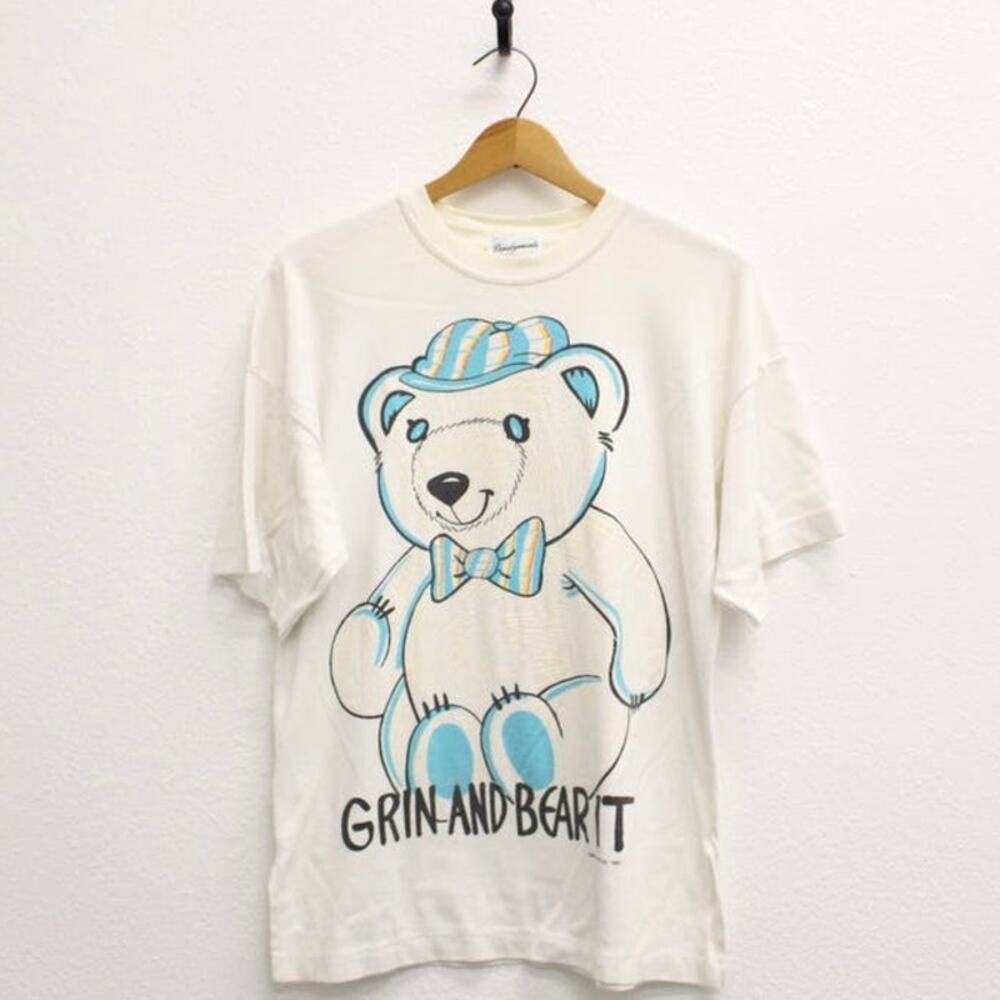 Vintage Grin and Bear It Teddy T Shirt Medium